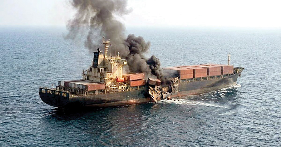 Cargo ship catches fire after being ‘hit’ off Qatar’s coast